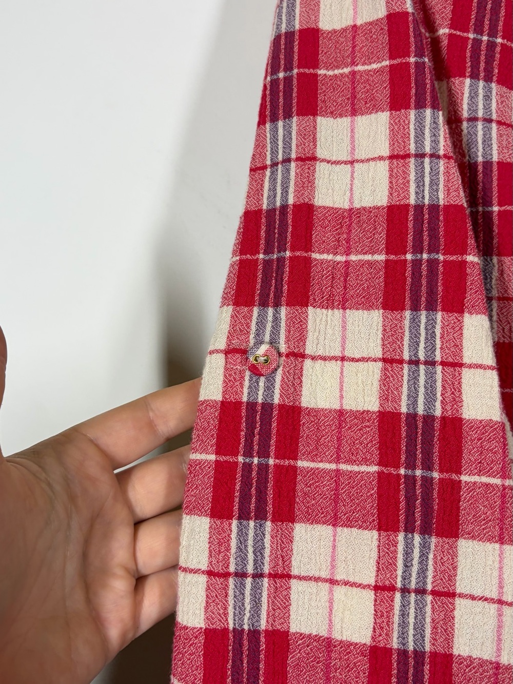 Suzie Kondi Koubi Button Up Plaid Gauze Blouse Size Medium - Picture 8 of 12